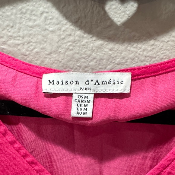 EUC Maison D’Amelie Pink V-Neck Blouse | Size M - Picture 2 of 5
